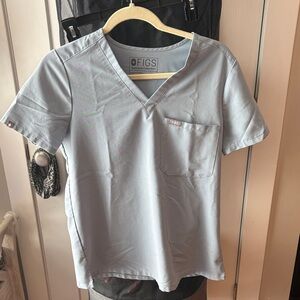 Figs Sky Blue V-Neck Scrub Top